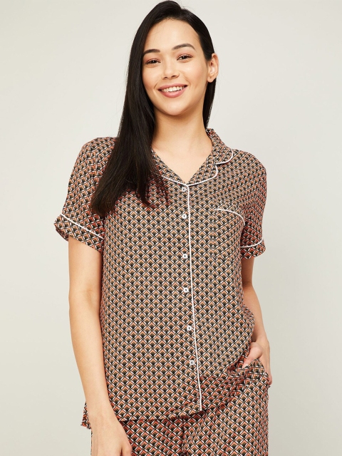 

Ginger by Lifestyle Women Rust & Black Floral Shirt Style Top