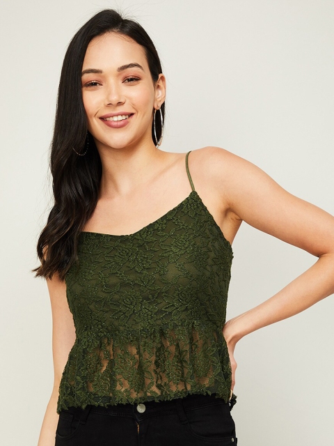 

Ginger by Lifestyle Olive Green Peplum Top