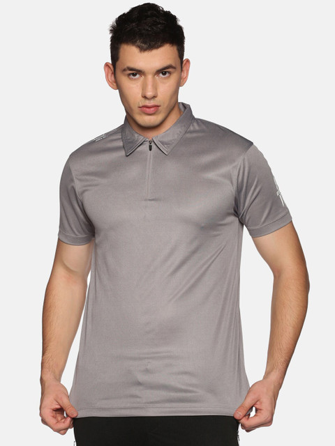 

ATTIITUDE Men Grey Solid Polo Neck T-shirt