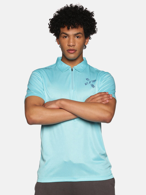 

ATTIITUDE Men Turquoise Blue Polo Collar T-shirt