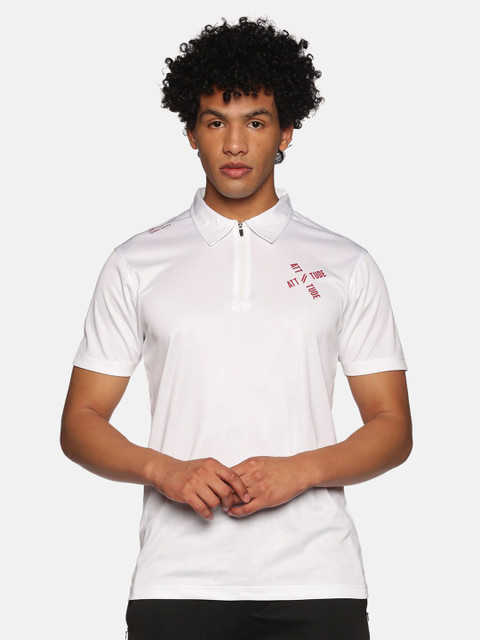 

ATTIITUDE Men White Polo Collar T-shirt