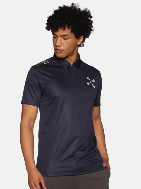 

ATTIITUDE Men Navy Blue Polo Collar T-shirt