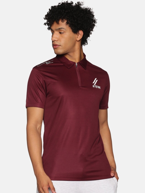 

ATTIITUDE Men Maroon Polo Collar T-shirt