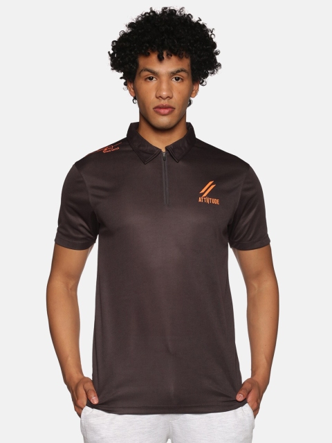 

ATTIITUDE Men Charcoal Polo Collar T-shirt