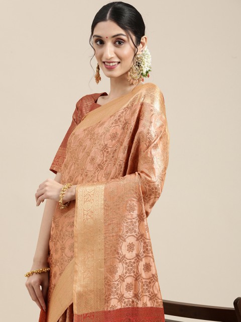 

Saree mall Peach-Coloured Silk Blend Banarasi Saree