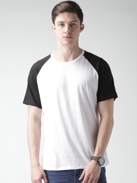 

ALCOTT Men White Colourblocked Round Neck T-shirt