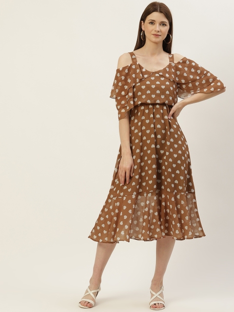 

Slenor Women Beige Georgette A-Line Midi Dress