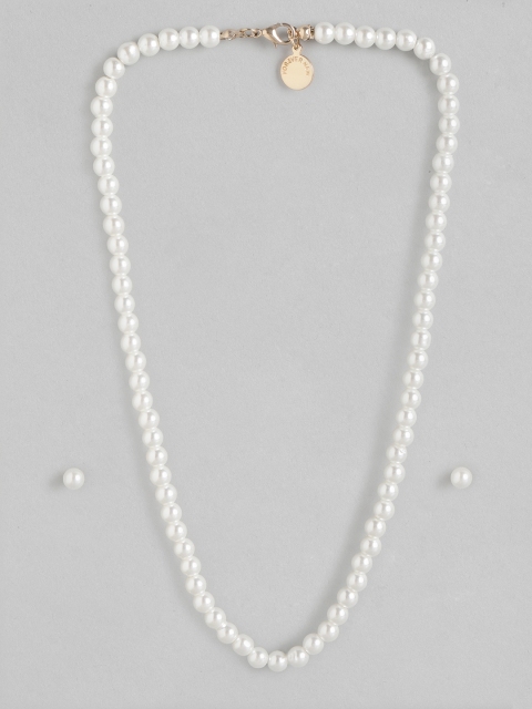 

Forever New White Gold-Plated Wendy Glass Pearl-Like Beaded Jewellery Set
