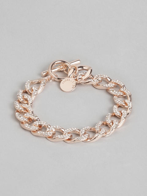 

Forever New Women Rose Gold Toned Gold-Plated Diamante Studded Link Bracelet