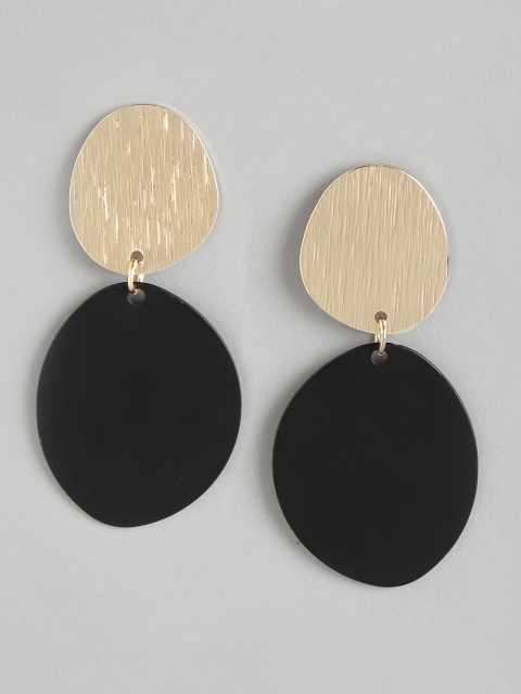 

Forever New Black Gold-Plated Geometric Drop Earring