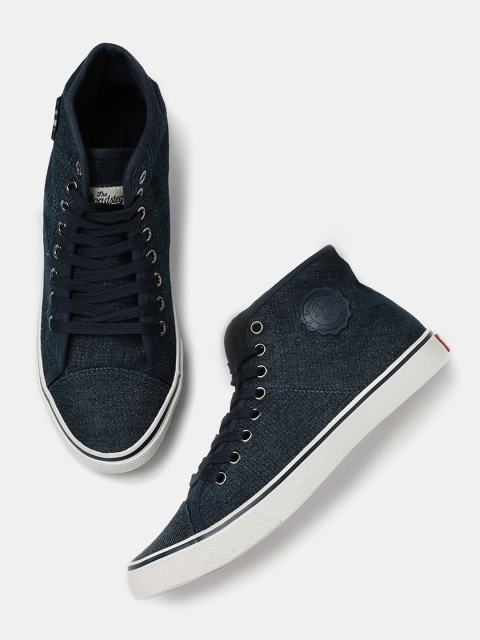 

Roadster Men Navy Solid High-Top Sneakers, Navy blue