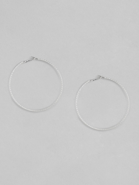 

Forever New Silver-Plated Textured Circular Hoop Earrings
