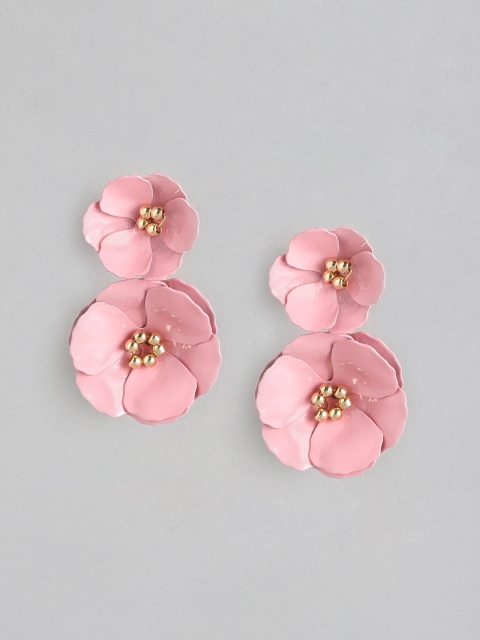 

Forever New Pink Gold-Plated Floral Jacket Drop Earrings