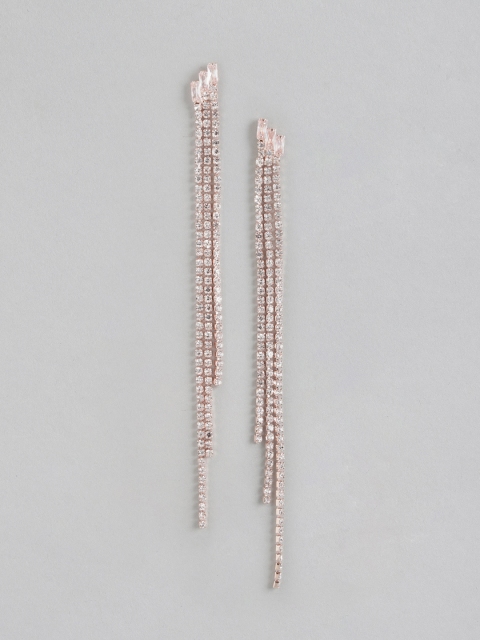 

Forever New Rose Gold-Plated Stone-Studded Contemporary Drop Earrings
