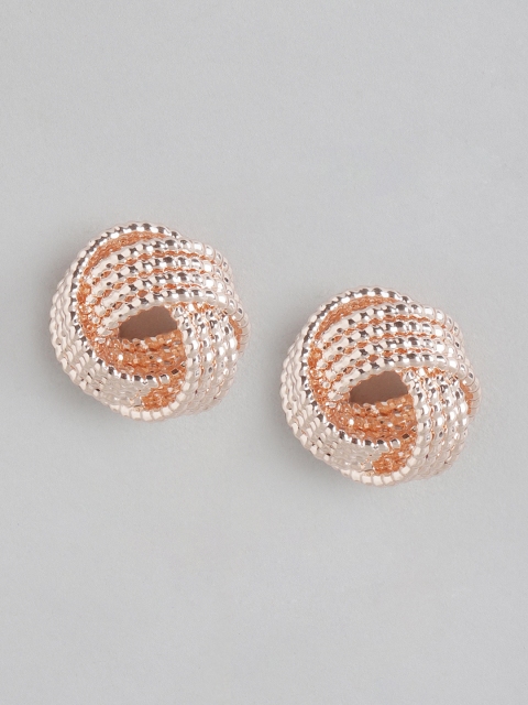 

Forever New Rose Gold-Plated Textured Contemporary Studs