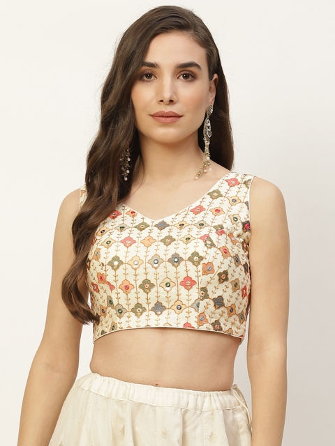 

NDS Niharikaa Designer Studio Women Cream-Coloured Embroidered Padded Saree Blouse