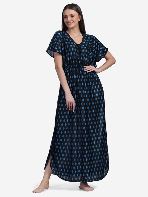 

Sugathari Black Printed Maxi Nightdress