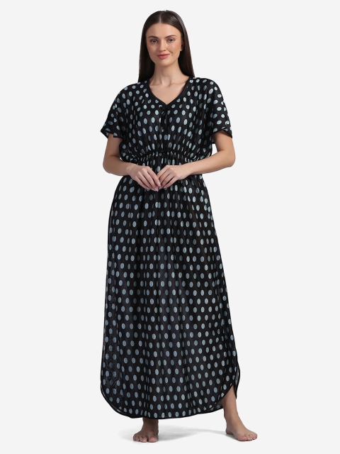 

Sugathari Black Printed Maxi Nightdress