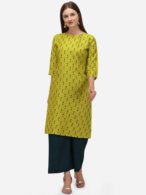 

Viva N Diva Women Green Ethnic Motifs Printed Regular Kurta with Palazzos