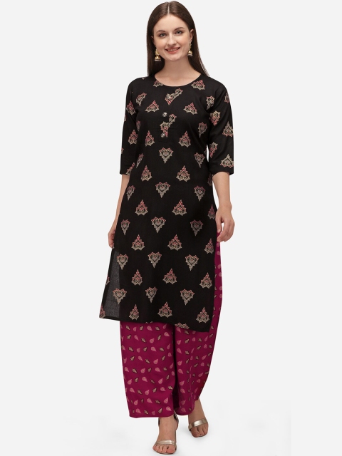 

Viva N Diva Women Black Ethnic Motifs Printed Regular Kurta with Palazzos