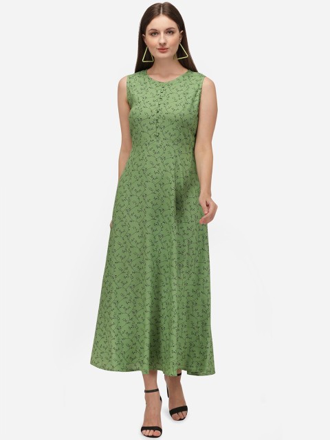 

Viva N Diva Women Green & Black Floral Printed Anarkali Kurta