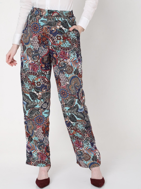 

Vero Moda Women Multicoloured Floral Printed High-Rise Parallel Trousers, Multi