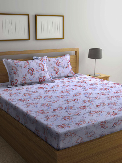 

KLOTTHE Red & White Floral 210 TC Pure Cotton King Bedsheet with 2 Pillow Covers