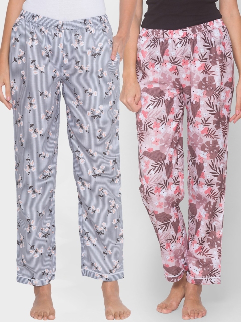 

FashionRack Women Pack of 2 Printed Mid Rise Pyjamas, Multi