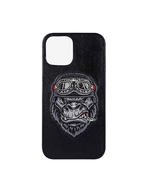 

TREEMODA Black & Grey Chimpanzee Patterned iPhone 13 Pro Max Premium Leather Back Case