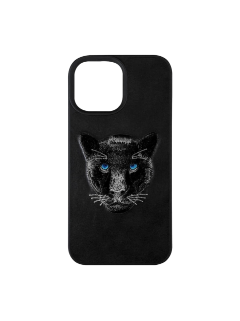 

TREEMODA Black & Blue Panther Patterned iPhone 13 Pro Premium Leather Back Case