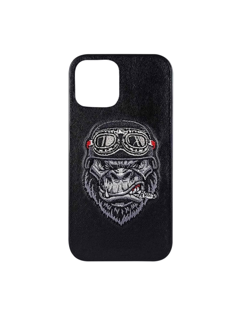

TREEMODA Black & Grey Chimpanzee Patterned iPhone 13 Pro Premium Leather Back Case