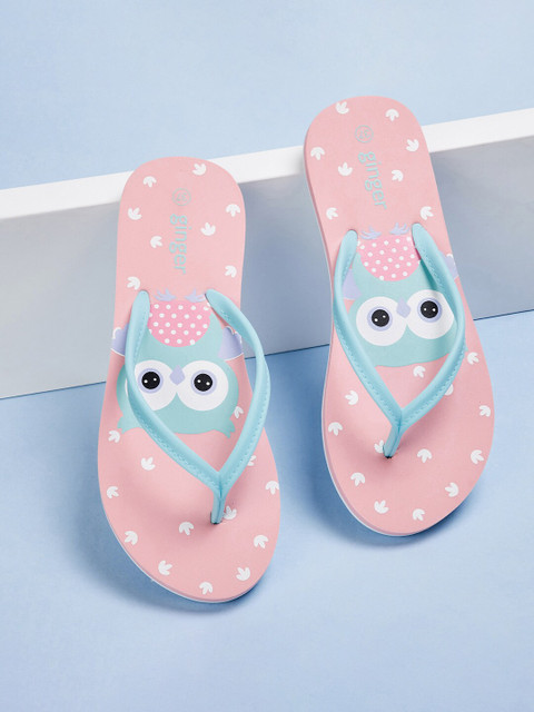 

Ginger by Lifestyle Women Pink & Sea Green Printed Thong Flip-Flops