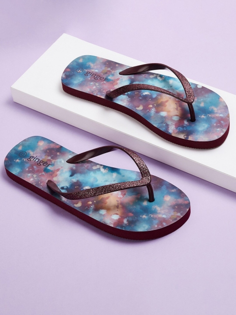 

Ginger by Lifestyle Women Red & Blue Printed Thong Flip-Flops
