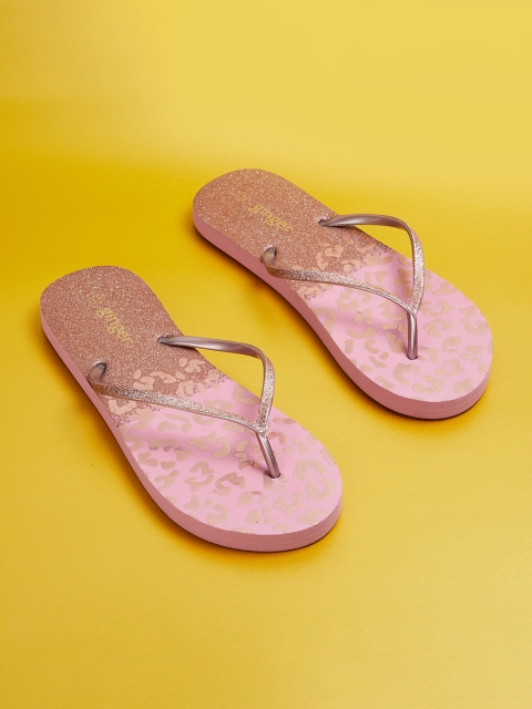 

Ginger by Lifestyle Women Beige & Brown Printed Thong Flip-Flops