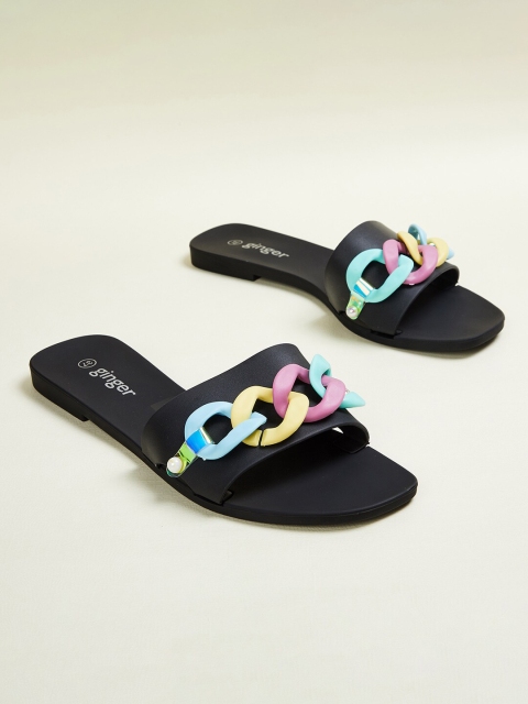 

Ginger by Lifestyle Women Black Open Toe Flats