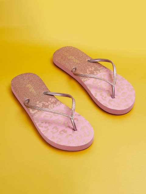 

Ginger by Lifestyle Women Beige & Pink Printed Thong Flip-Flops