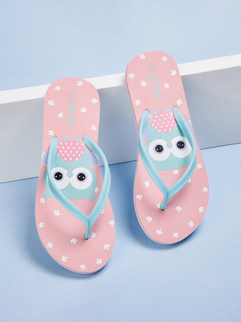 

Ginger by Lifestyle Women Pink & Blue Printed Thong Flip-Flops