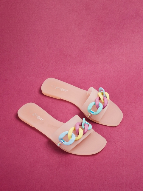 

Ginger by Lifestyle Women Peach-Coloured & Blue Sliders