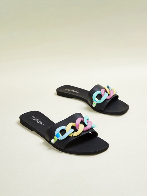 

Ginger by Lifestyle Women Black Open Toe Flats