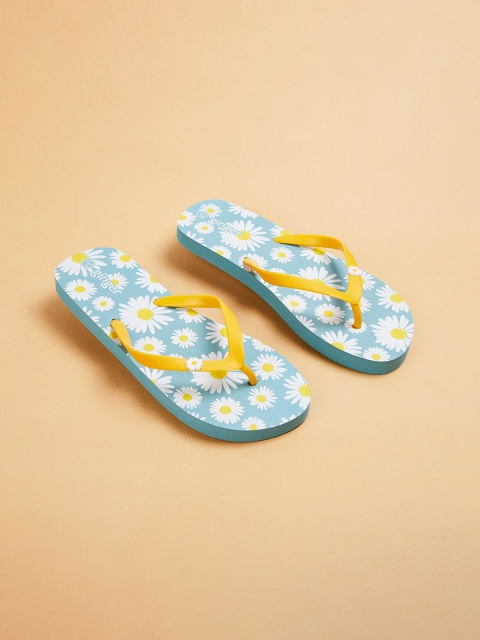 

Ginger by Lifestyle Women Blue & Yellow Printed Thong Flip-Flops