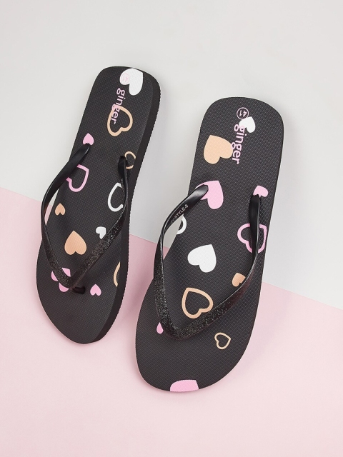 

Ginger by Lifestyle Women Black & Pink Printed Thong Flip-Flops
