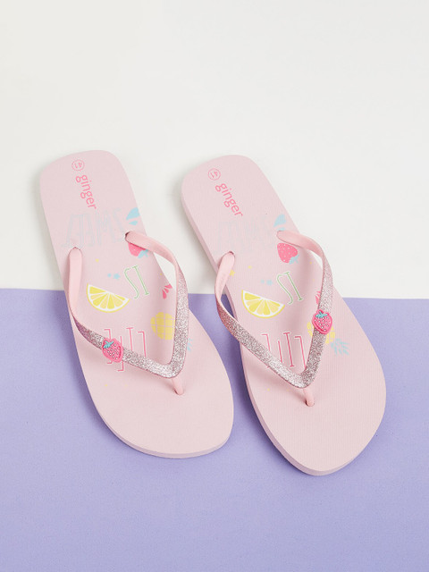 

Ginger by Lifestyle Women Pink Printed Thong Flip-Flops