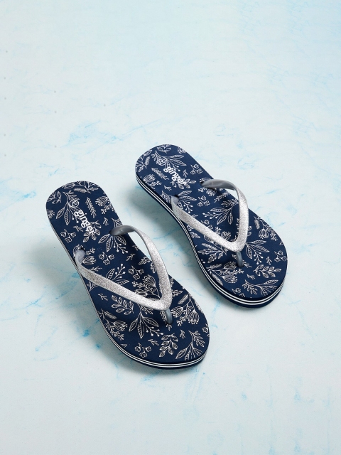 

Ginger by Lifestyle Women Navy Blue & White Printed Thong Flip-Flops