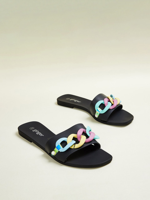

Ginger by Lifestyle Women Black Open Toe Flats