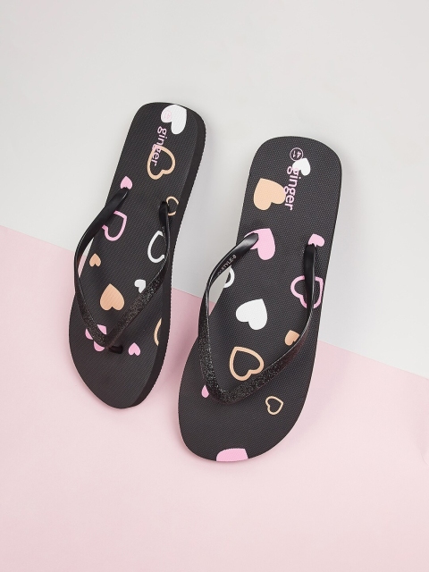 

Ginger by Lifestyle Women Black & Pink Printed Thong Flip-Flops