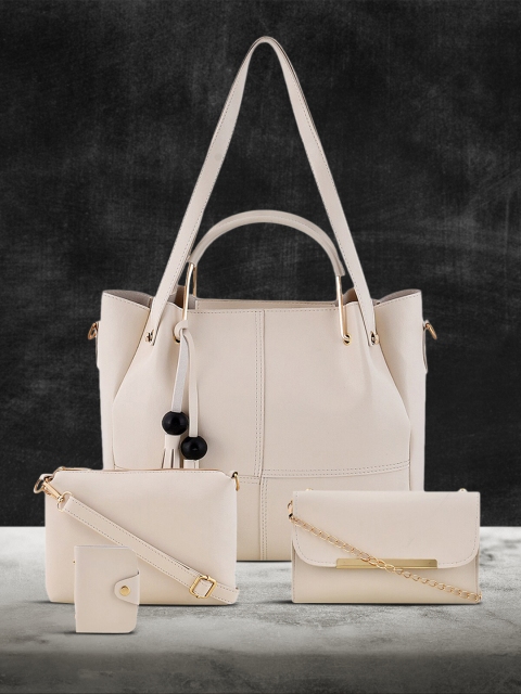 

Pez dorado Set Of 3 Cream-Coloured Structured Handheld Bag