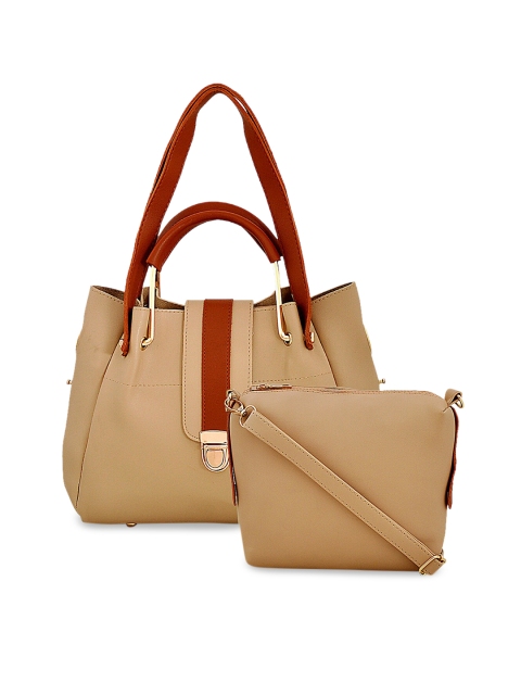 

Pez dorado Beige Structured Handheld Bag with Sling Bag