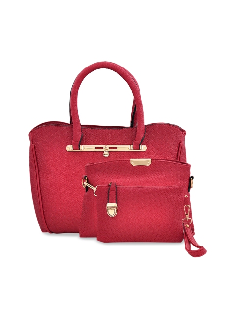 

Pez dorado Set Of 3 Maroon Textured Structured Handheld Bag