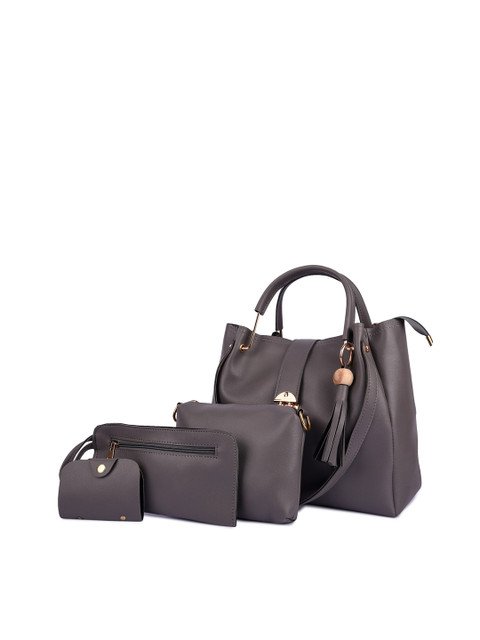 

Pez dorado Grey Structured Handheld Bag with Tasselled