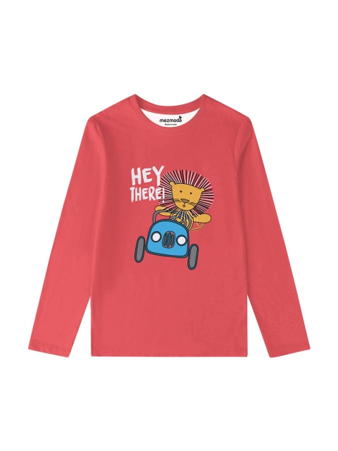 

mezmoda Boys Red & Blue Printed Round Neck T-shirt